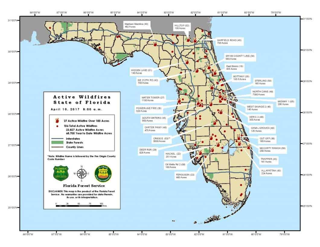 Active Wildfires Florida 2017